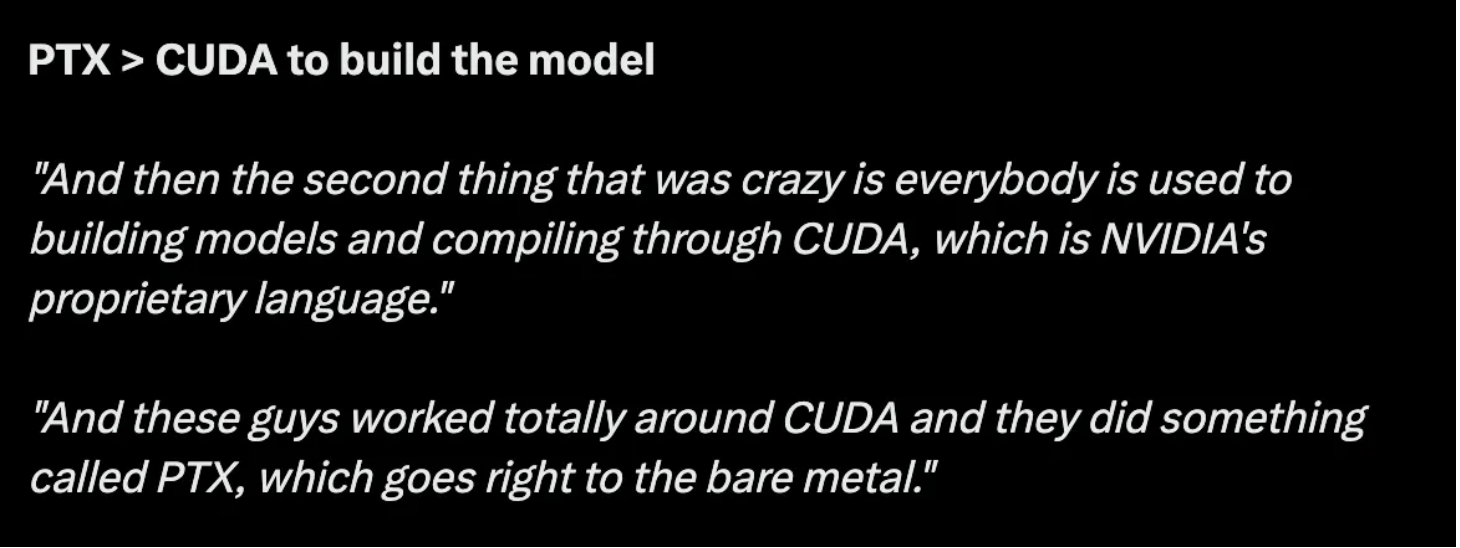 Quote about PTX being used to bypass CUDA and go to bare metal